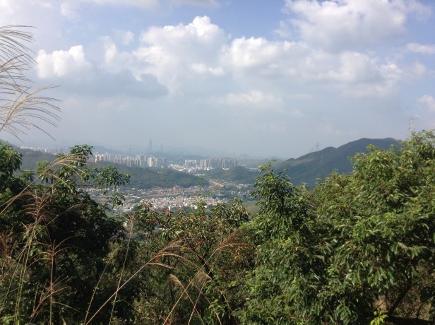 Montanha em Tai Wo. Os prédios altos ao fundo ja são na China. 