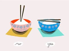 Não coloque o palitinho na vertical em uma tigela de arroz. Fonte: Pinterest